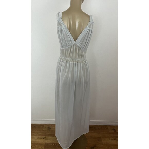 Vintage Miss Bonnie Nylon Nightgown Women's 34 Blue Sheer Long Gown - Picture 4 of 8
